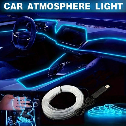 3m/118inch USB Interior Car Neon Lights (Center Console + Dashboard) With Matching Armrest Storage Box, RGB LED Strip, APP Controlled, No Remote Control, For Ambient Lighting Applications, No Battery