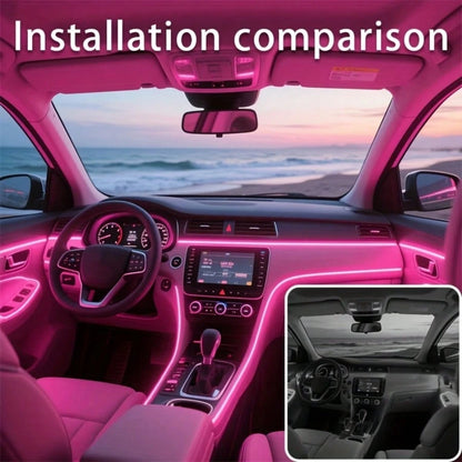 3m/118inch USB Interior Car Neon Lights (Center Console + Dashboard) With Matching Armrest Storage Box, RGB LED Strip, APP Controlled, No Remote Control, For Ambient Lighting Applications, No Battery
