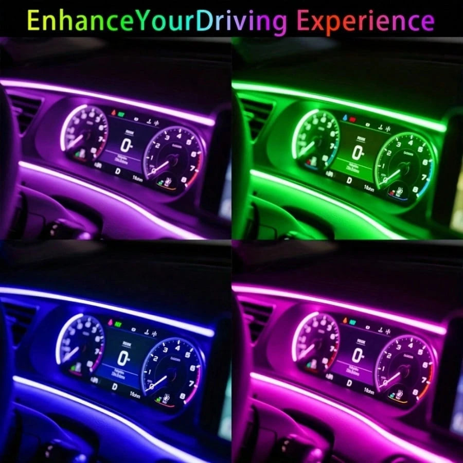 3m/118inch USB Interior Car Neon Lights (Center Console + Dashboard) With Matching Armrest Storage Box, RGB LED Strip, APP Controlled, No Remote Control, For Ambient Lighting Applications, No Battery