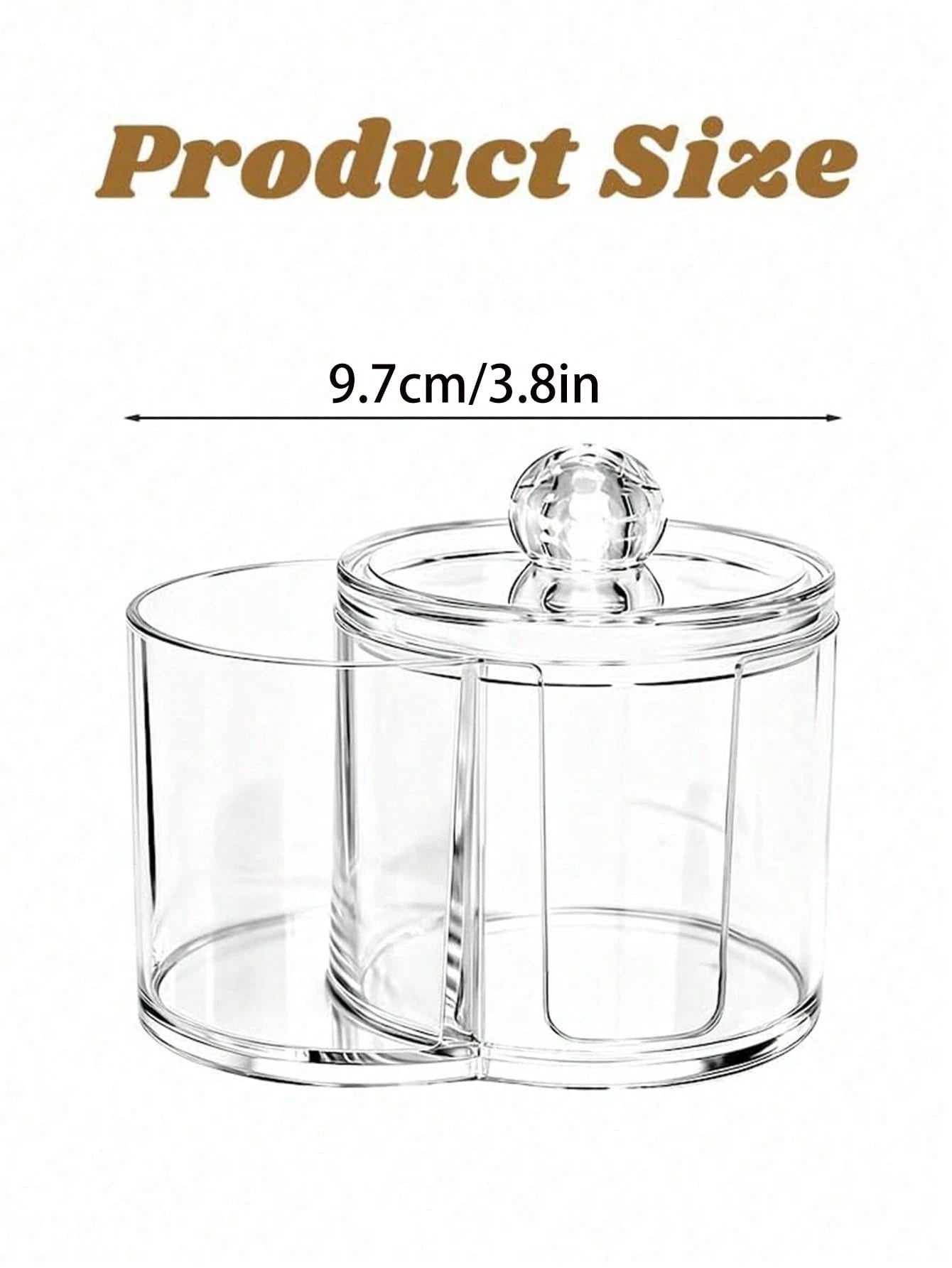 3M 2-In-1 Transparent Plastic Storage Box, Desktop Cosmetic Organizer With Dual-Hole Round Design, Transparent Cosmetic Storage Box With Double Layer Compartments- Modern Vanity Storage Box With Lid