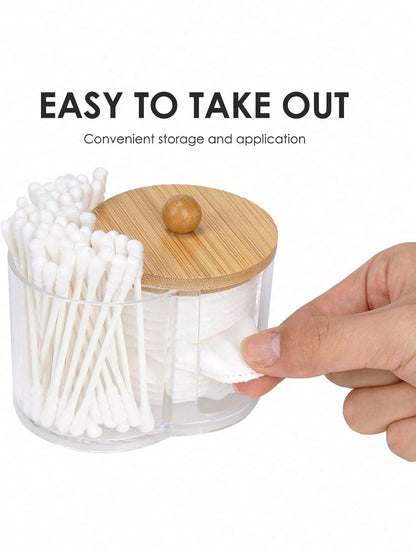 3M 2-In-1 Transparent Plastic Storage Box, Desktop Cosmetic Organizer With Dual-Hole Round Design, Transparent Cosmetic Storage Box With Double Layer Compartments- Modern Vanity Storage Box With Lid