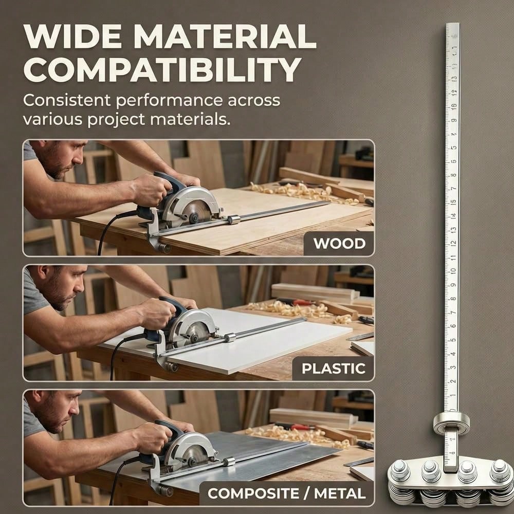 3mm Heavy-Duty Stainless Steel Straight Edge Positioning Jig, Woodworking Cutting Guide Tool For Accurate Measuring & Straight Cuts, Precision Guide For Wood, Metal, Polystyrene, DIY Carpentry & Const
