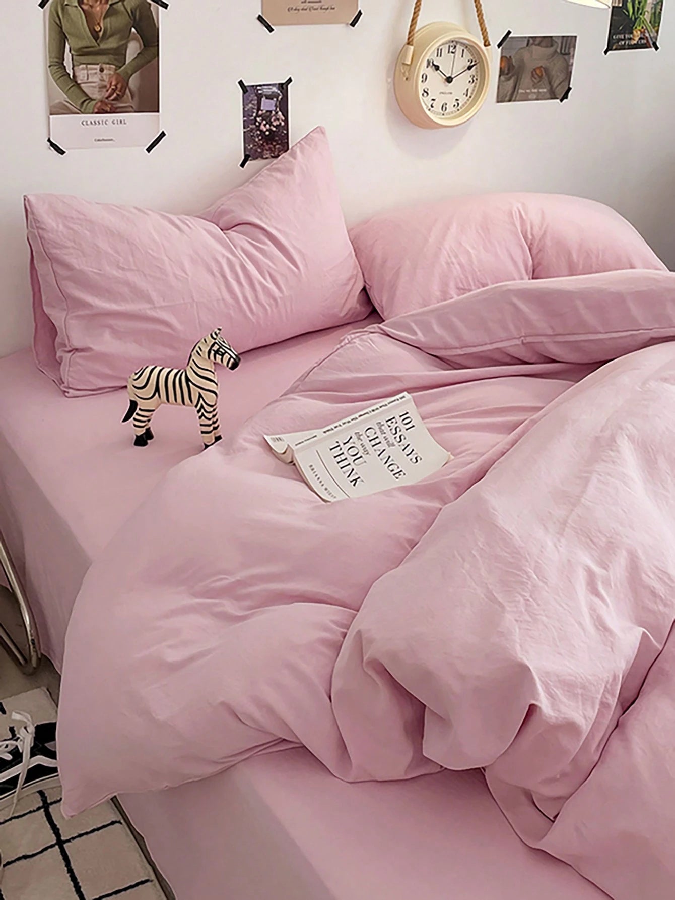 3pcs 100% Polyester European Minimalist Plaid Down Comforter Set, 2 Pillowcases + 1 Duvet Cover Set (No Bed Sheet), Soft And Comfortable, Suitable For All Seasons