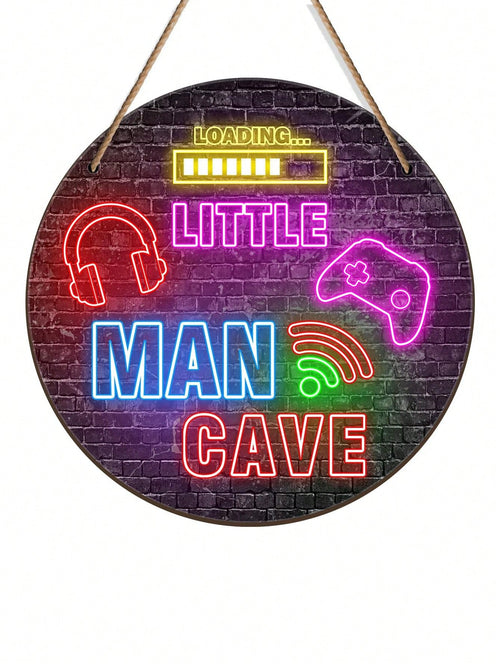 3pcs/1pc- 2 Sizes Round Wooden Signs, Suitable For Game Room And Nursery Decor, Baby Boy Room Decor, Little Boy Cave Sign, Teen Boy Room Hanging Wall Decor Art, Christmas Birthday Gift For Son, Game