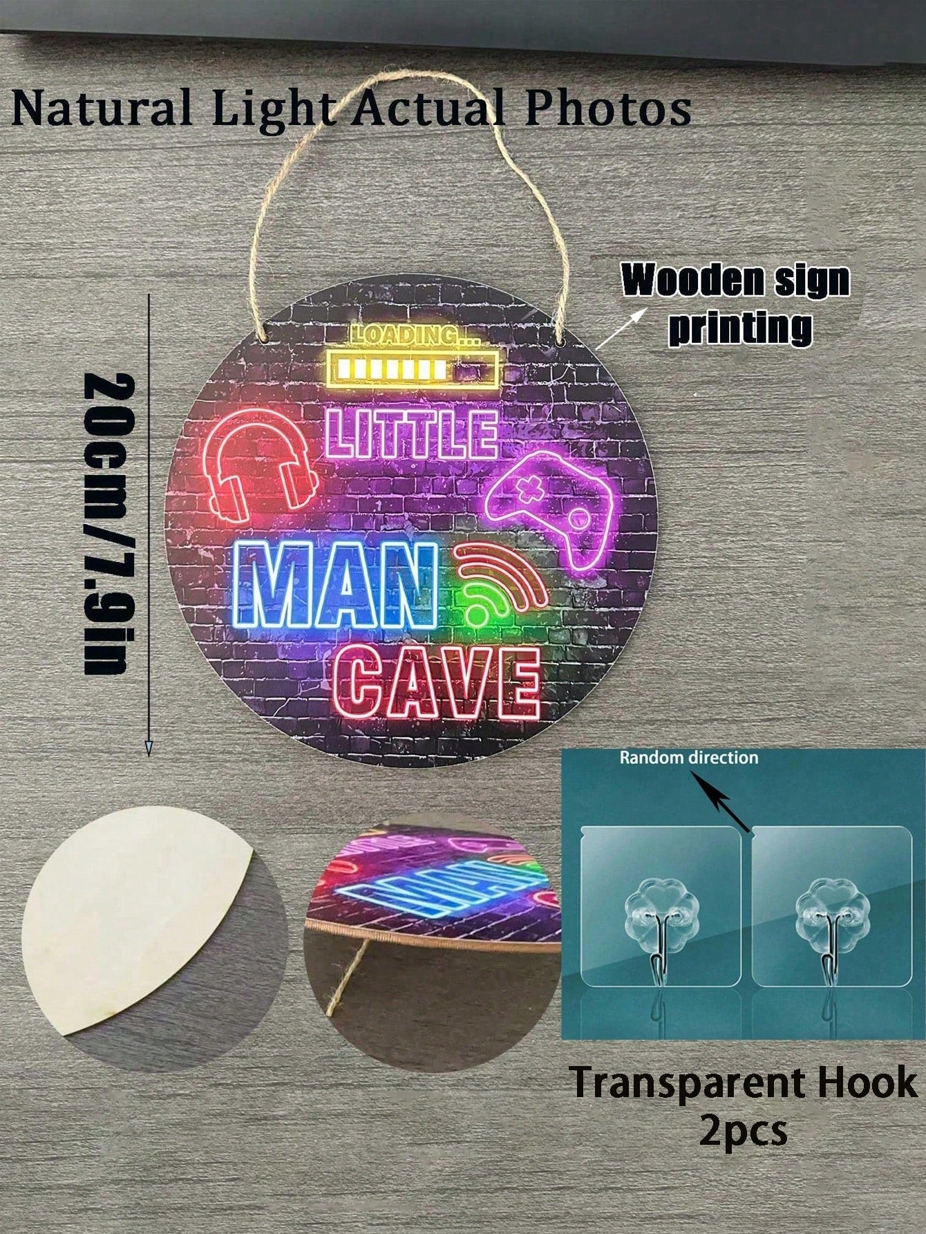3pcs/1pc- 2 Sizes Round Wooden Signs, Suitable For Game Room And Nursery Decor, Baby Boy Room Decor, Little Boy Cave Sign, Teen Boy Room Hanging Wall Decor Art, Christmas Birthday Gift For Son, Game