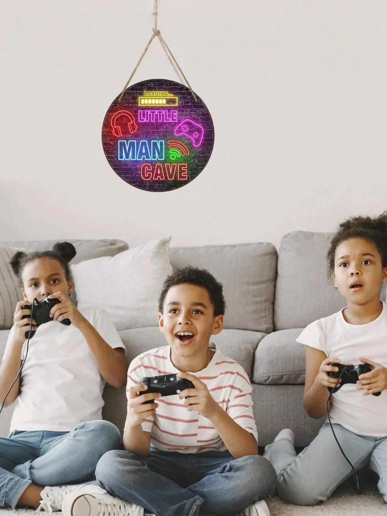 3pcs/1pc- 2 Sizes Round Wooden Signs, Suitable For Game Room And Nursery Decor, Baby Boy Room Decor, Little Boy Cave Sign, Teen Boy Room Hanging Wall Decor Art, Christmas Birthday Gift For Son, Game