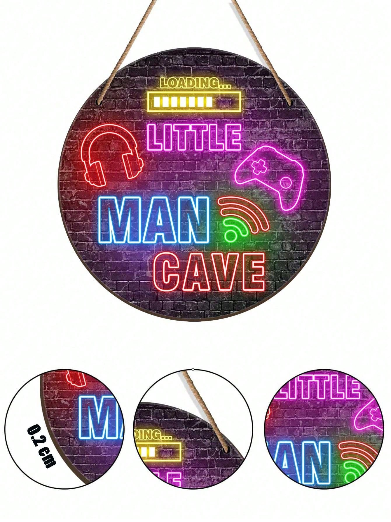 3pcs/1pc- 2 Sizes Round Wooden Signs, Suitable For Game Room And Nursery Decor, Baby Boy Room Decor, Little Boy Cave Sign, Teen Boy Room Hanging Wall Decor Art, Christmas Birthday Gift For Son, Game