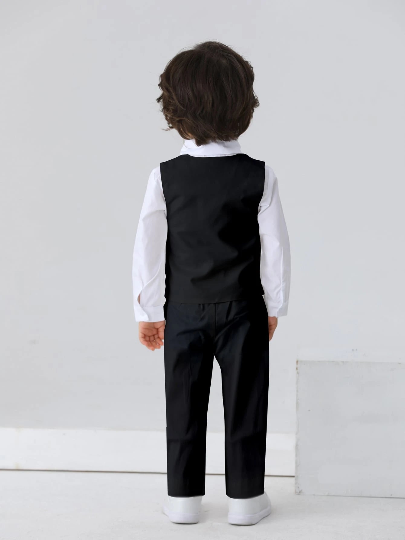 3pcs Baby Boys Gentleman Outfit Set: Long Sleeve White Shirt With Bow Tie, Vest And Pants, Fashionabantic For Birthday Party, Wedding, 1st Month/Year Celebration