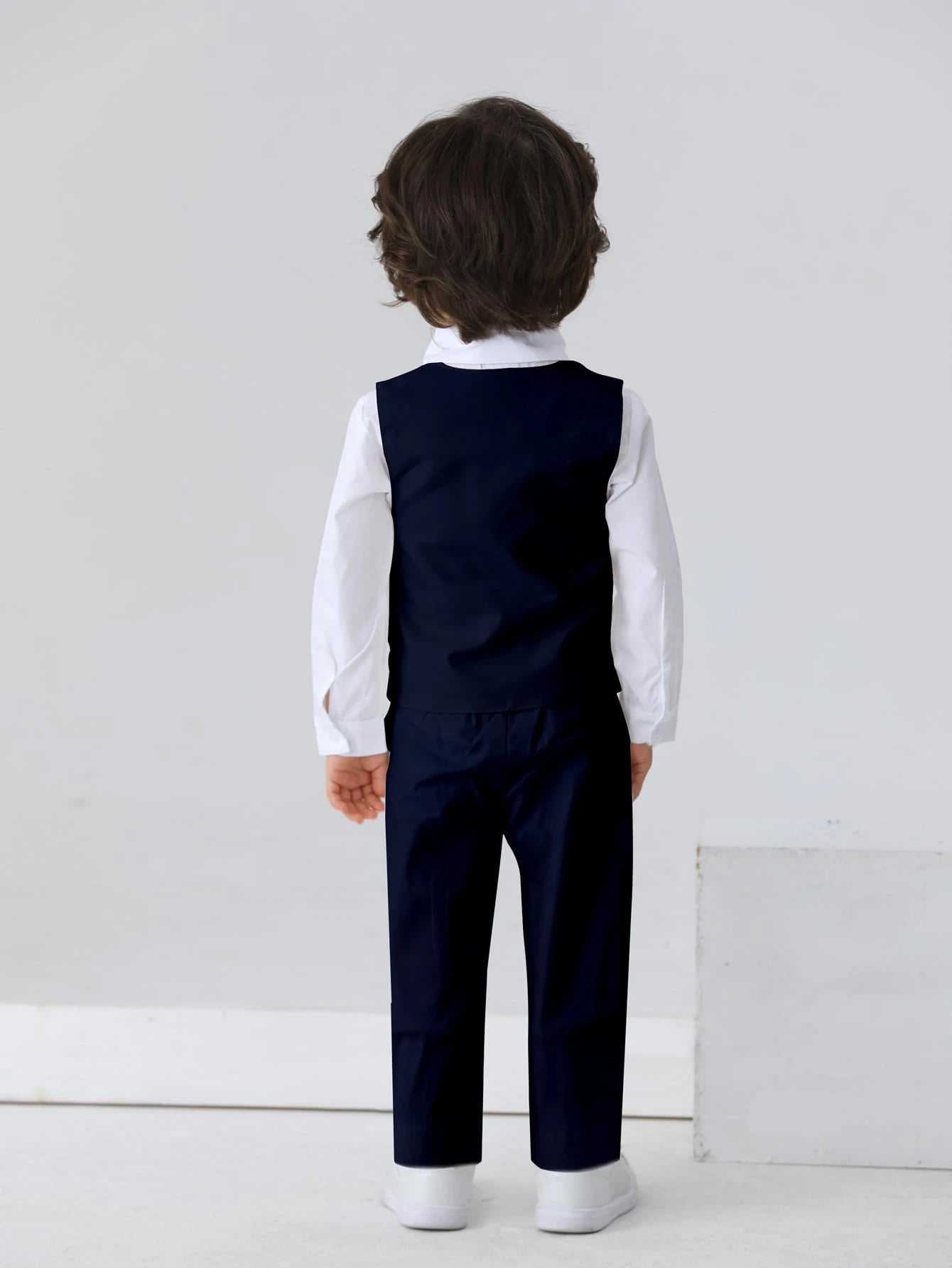 3pcs Baby Boys Gentleman Outfit Set: Long Sleeve White Shirt With Bow Tie, Vest And Pants, Fashionabantic For Birthday Party, Wedding, 1st Month/Year Celebration