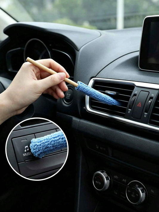 3PCS/Bag Random Color Long Handle Microfiber Car Cleaning Brush, Suitable For Air Conditioning Vents, Blinds And Narrow Spaces- Ideal For Vehicle And Home Cleaning, Cleaning Supplies