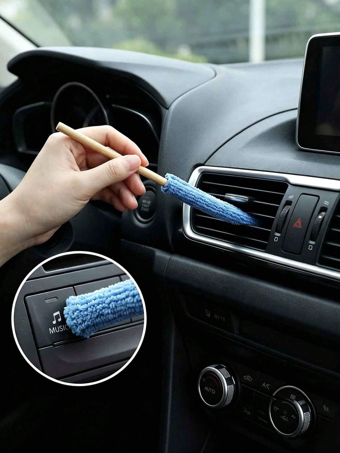 3PCS/Bag Random Color Long Handle Microfiber Car Cleaning Brush, Suitable For Air Conditioning Vents, Blinds And Narrow Spaces- Ideal For Vehicle And Home Cleaning, Cleaning Supplies