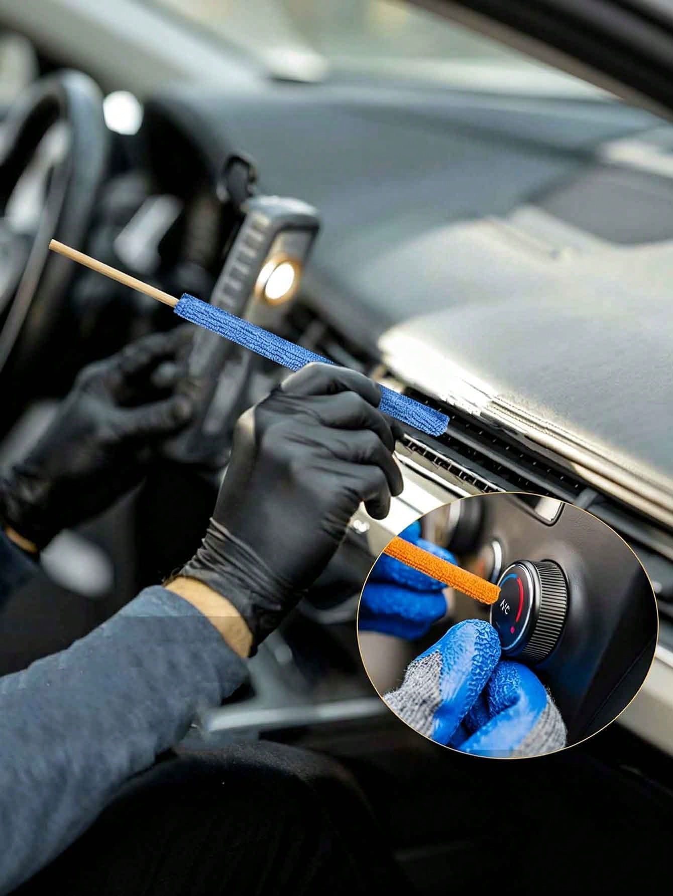 3PCS/Bag Random Color Long Handle Microfiber Car Cleaning Brush, Suitable For Air Conditioning Vents, Blinds And Narrow Spaces- Ideal For Vehicle And Home Cleaning, Cleaning Supplies