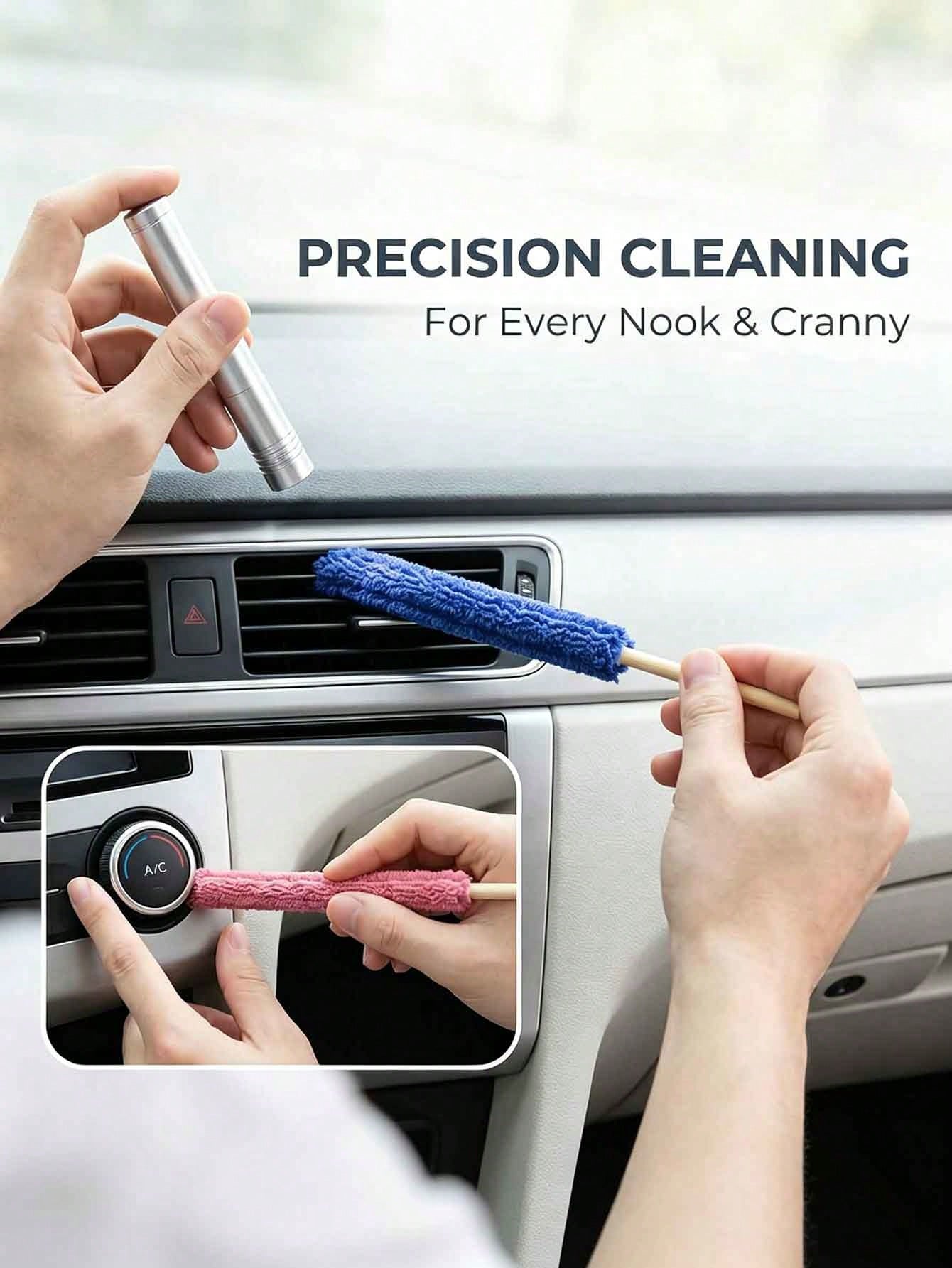 3PCS/Bag Random Color Long Handle Microfiber Car Cleaning Brush, Suitable For Air Conditioning Vents, Blinds And Narrow Spaces- Ideal For Vehicle And Home Cleaning, Cleaning Supplies