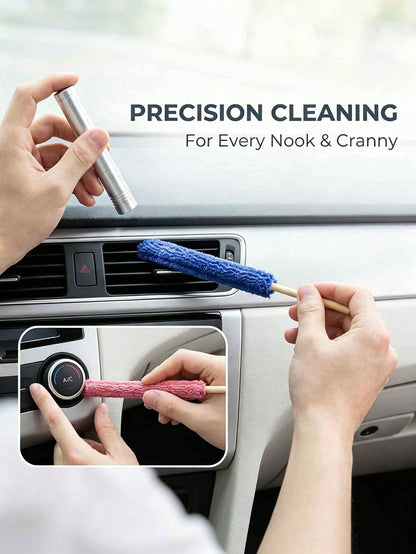 3PCS/Bag Random Color Long Handle Microfiber Car Cleaning Brush, Suitable For Air Conditioning Vents, Blinds And Narrow Spaces- Ideal For Vehicle And Home Cleaning, Cleaning Supplies