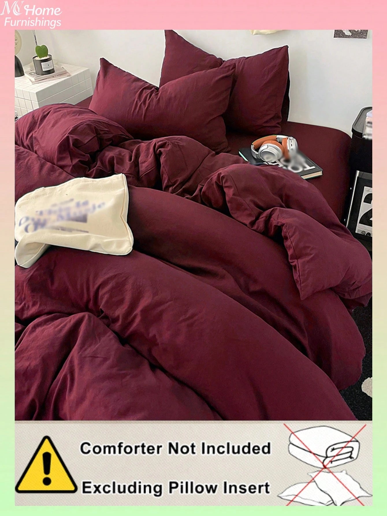 3pcs Burgundy Bedding Set, 1 Duvet Cover And 2 Pillowcases, Dorm Bedding For Boys And Girls, Simple Fashion Home Decor, Soft And Comfortable Bedroom Bedding, Fashionable Set, Machine Washable, No Fill