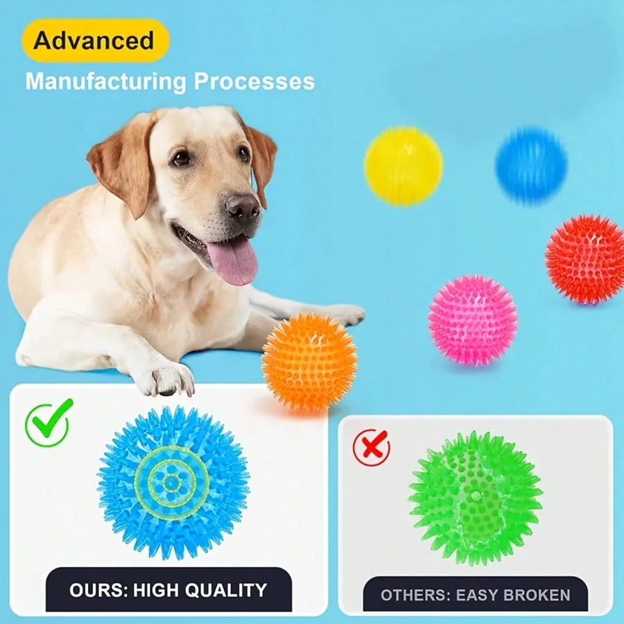 3pcs Dog Squeaky Ball Toys, Dog Chew Spike Ball, Floating Dog Swimming Toys, Small/Medium Rubber TPR Fetch Toys, Boredom Relief Dog Chew Toys, Teeth Cleaning