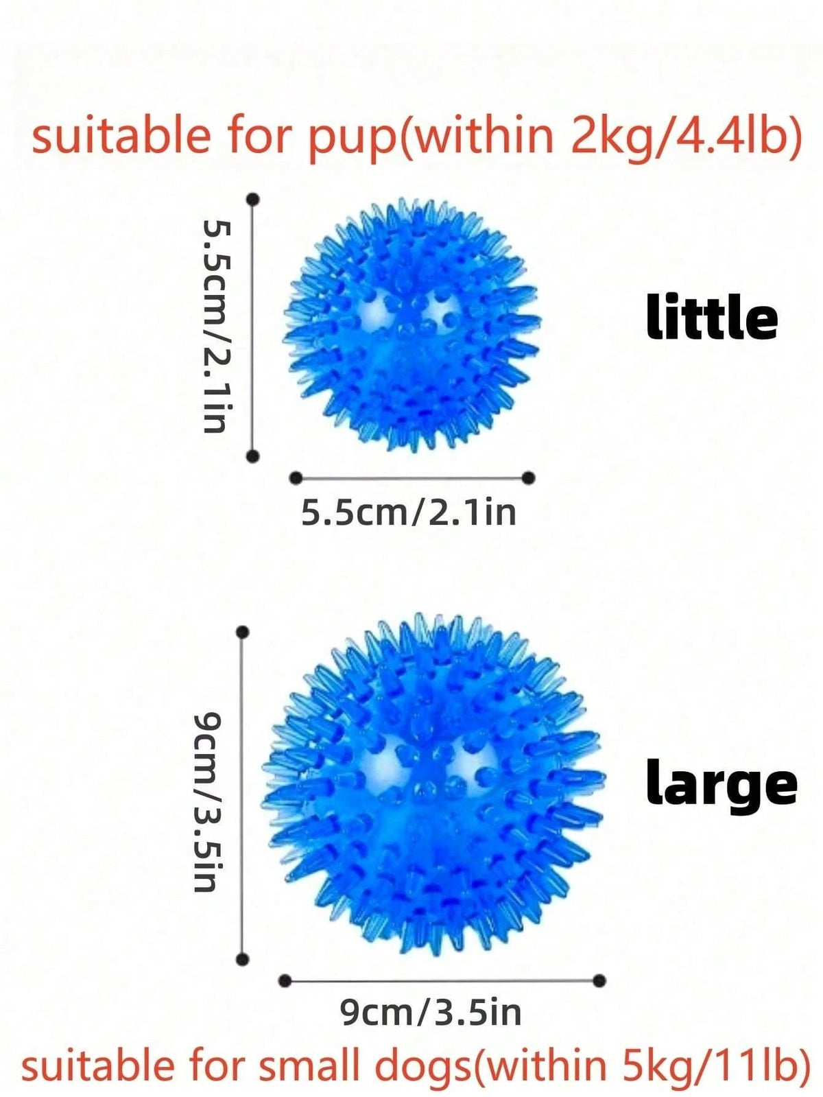 3pcs Dog Squeaky Ball Toys, Dog Chew Spike Ball, Floating Dog Swimming Toys, Small/Medium Rubber TPR Fetch Toys, Boredom Relief Dog Chew Toys, Teeth Cleaning