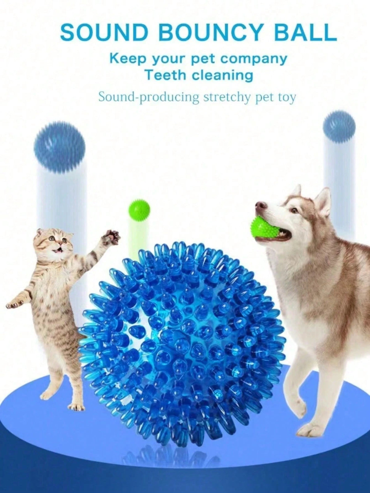 3pcs Dog Squeaky Ball Toys, Dog Chew Spike Ball, Floating Dog Swimming Toys, Small/Medium Rubber TPR Fetch Toys, Boredom Relief Dog Chew Toys, Teeth Cleaning