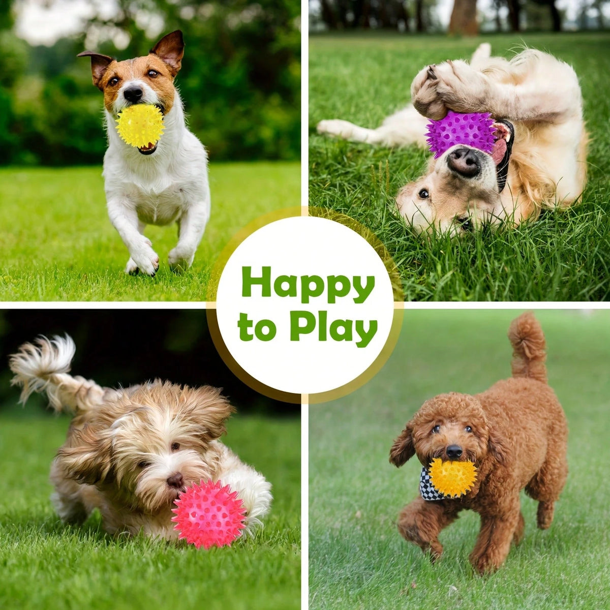3pcs Dog Squeaky Ball Toys, Dog Chew Spike Ball, Floating Dog Swimming Toys, Small/Medium Rubber TPR Fetch Toys, Boredom Relief Dog Chew Toys, Teeth Cleaning