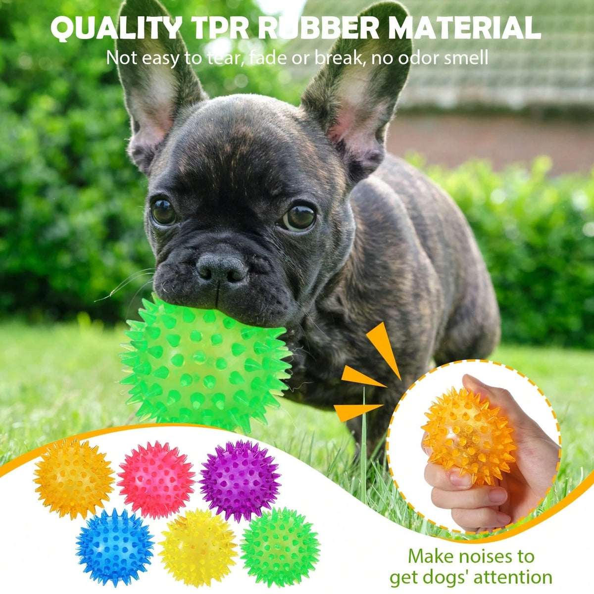 3pcs Dog Squeaky Ball Toys, Dog Chew Spike Ball, Floating Dog Swimming Toys, Small/Medium Rubber TPR Fetch Toys, Boredom Relief Dog Chew Toys, Teeth Cleaning