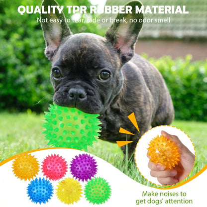3pcs Dog Squeaky Ball Toys, Dog Chew Spike Ball, Floating Dog Swimming Toys, Small/Medium Rubber TPR Fetch Toys, Boredom Relief Dog Chew Toys, Teeth Cleaning