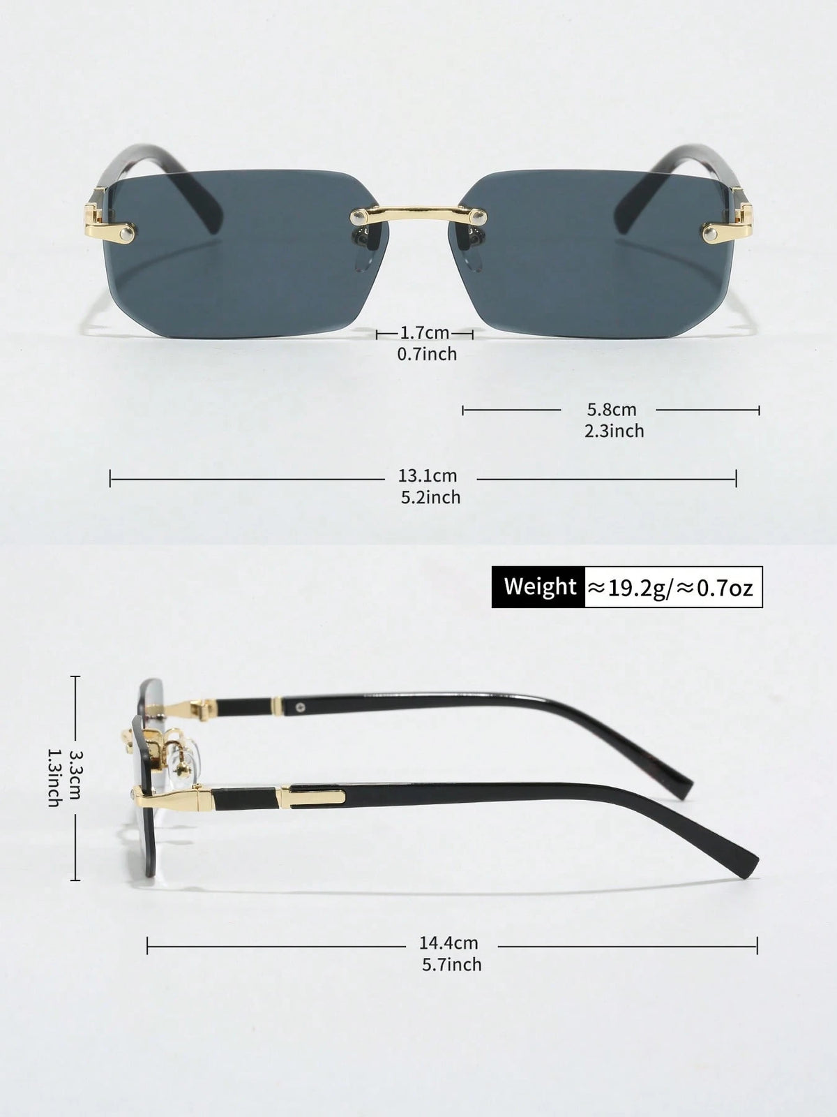 3pcs Frameless Rectangular Metal Glasses, Chic High-End Eyewear For Business, Travel And Daily Wear
