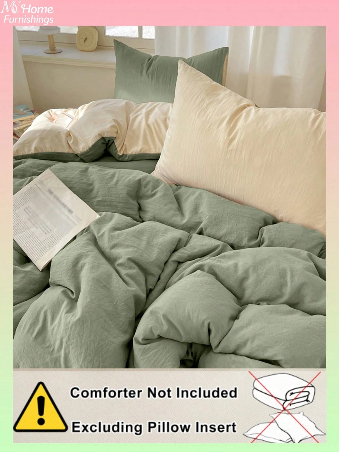 3pcs Green & Light Yellow Bedding Set, 1 Duvet Cover & 2 Pillowcases, Dorm Bedding For Boys & Girls, Simple Fashion Home Decor, Soft & Comfortable Bedroom Bedding, Fashion Set, Machine Washable, No Fi
