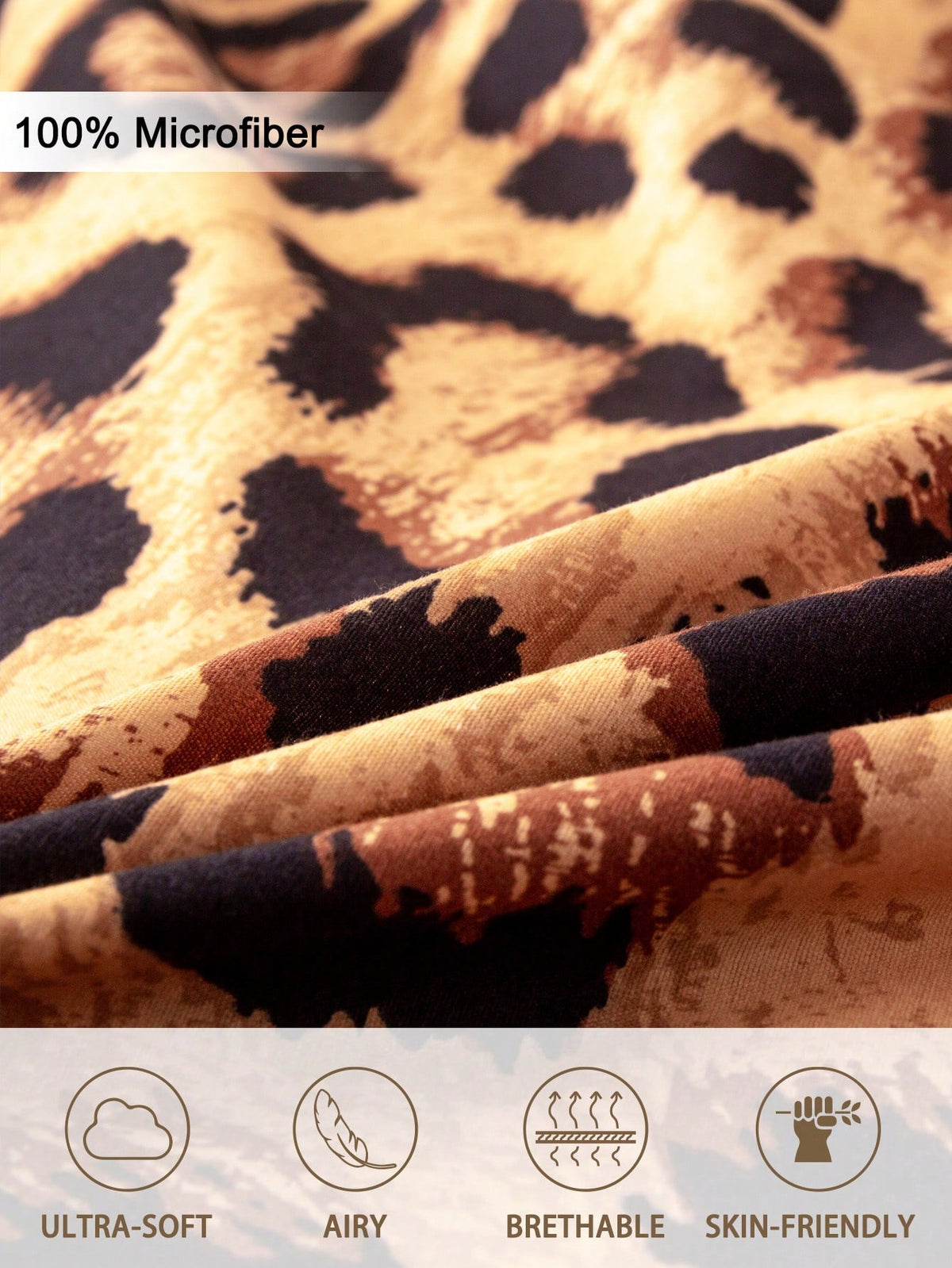 3pcs Leopard Print Bedding Set, Soft & Skin-Friendly Bed Linens, Includes 1 Duvet Cover & 2 Pillowcases