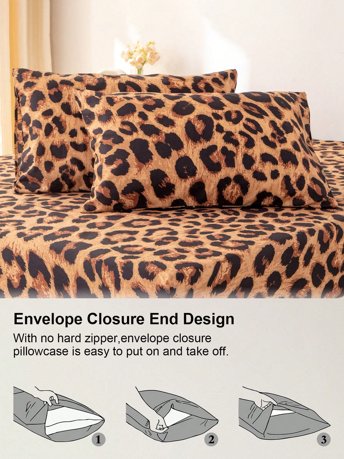 3pcs Leopard Print Bedding Set, Soft & Skin-Friendly Bed Linens, Includes 1 Duvet Cover & 2 Pillowcases