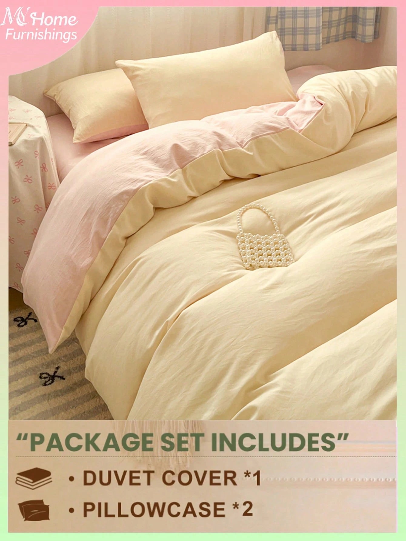3pcs Light Yellow And Light Pink Bedding Set, 1 Duvet Cover And 2 Pillowcases, Dorm Bedding For Boys And Girls, Minimalist Fashion Home Decor, Soft And Comfortable Bedroom Bedding, Fashion Set, Machin