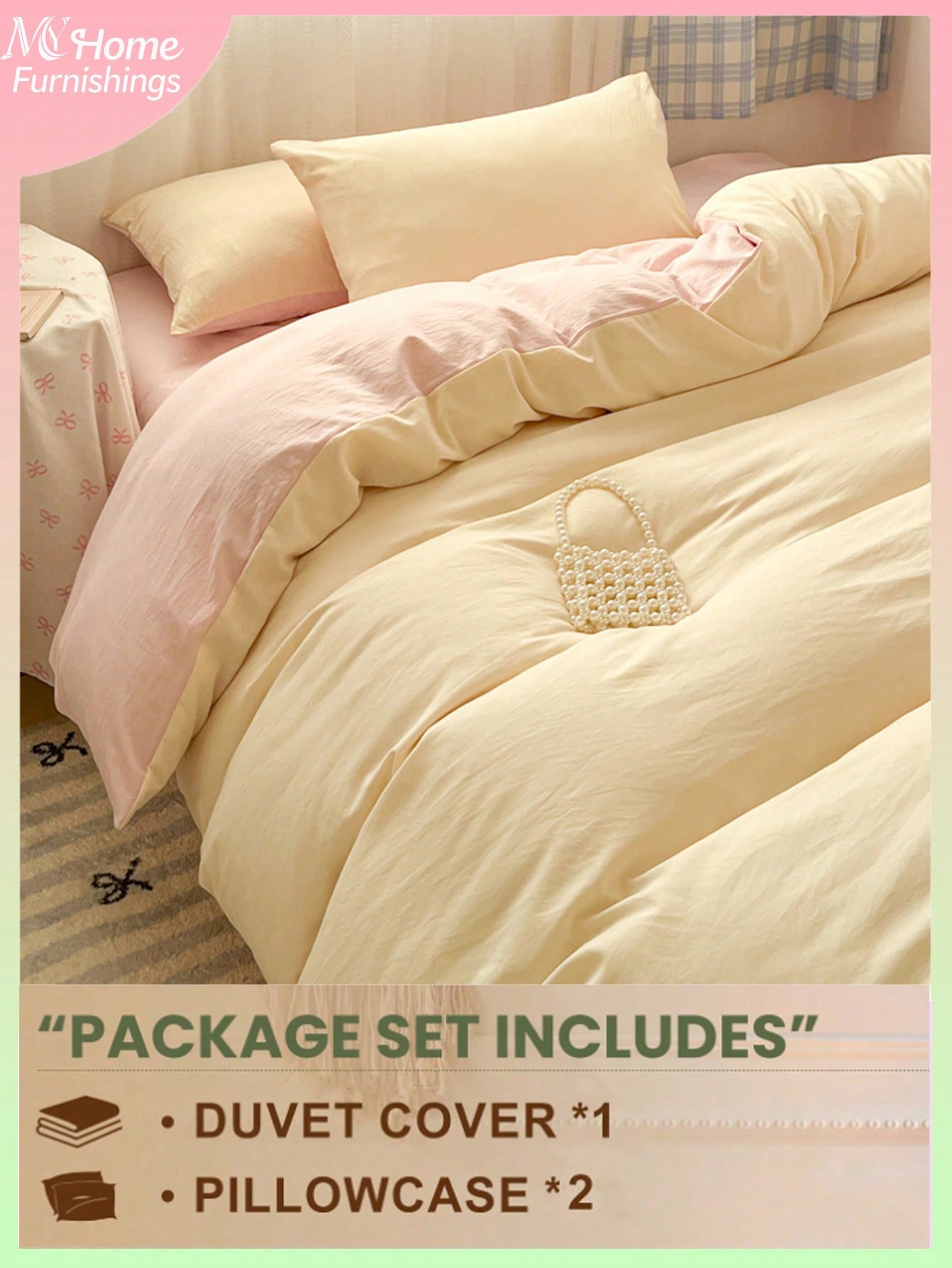 3pcs Light Yellow And Light Pink Bedding Set, 1 Duvet Cover And 2 Pillowcases, Dorm Bedding For Boys And Girls, Minimalist Fashion Home Decor, Soft And Comfortable Bedroom Bedding, Fashion Set, Machin