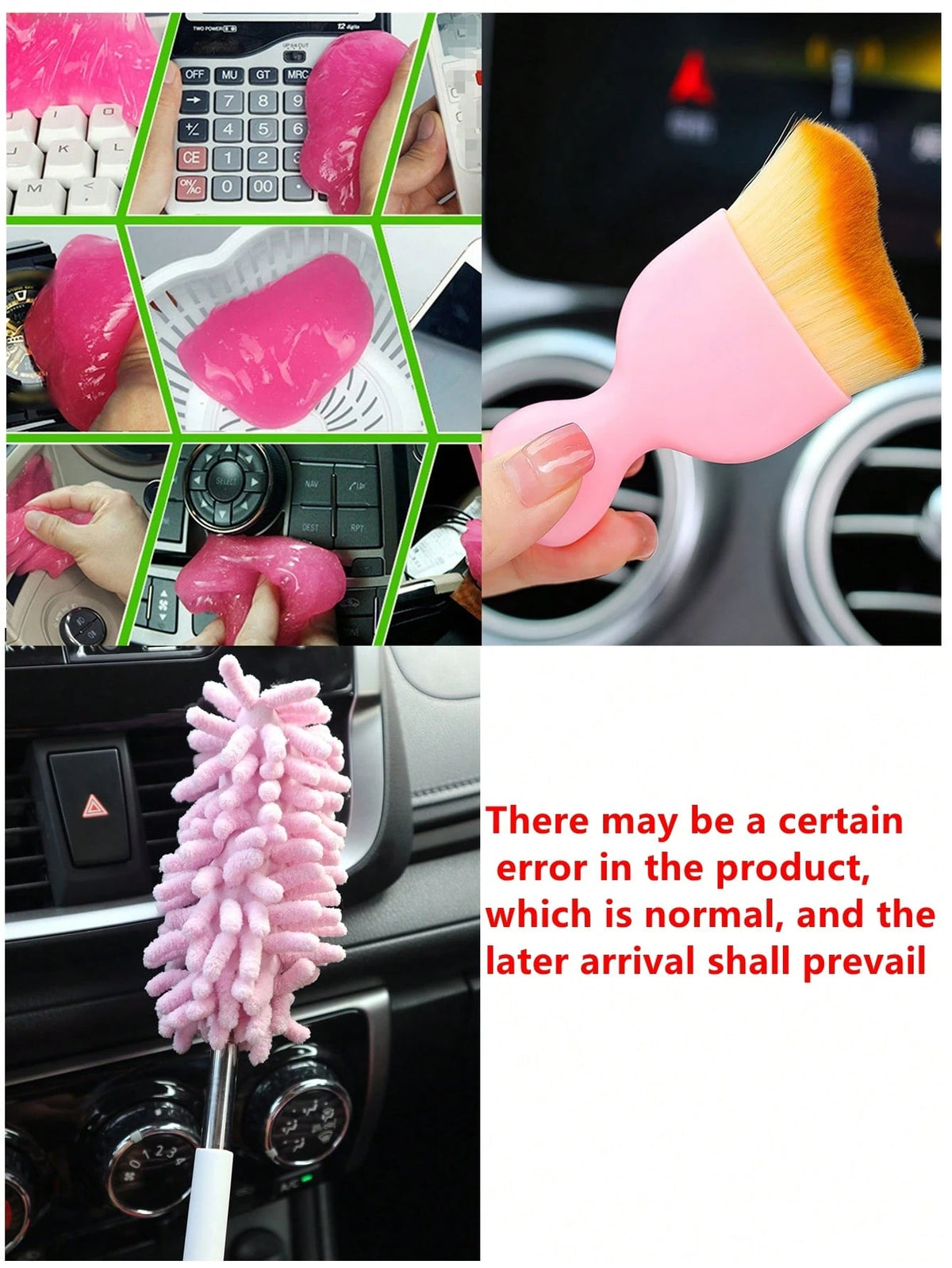 3pcs Mini Car Duster With Extendable & Flexible Ultra-Fine Fiber, Car Vent Cleaner, Detailing Gel And Interior Detail Soft Brush