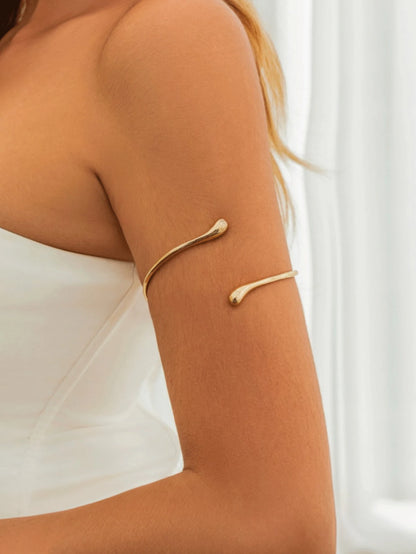 3pcs Minimalist Metal Geometric Line, Water Drop Adjustable Bangle Bracelet Set, Suitable For Daily Wear, Street Style And Beach Vacation, For Women