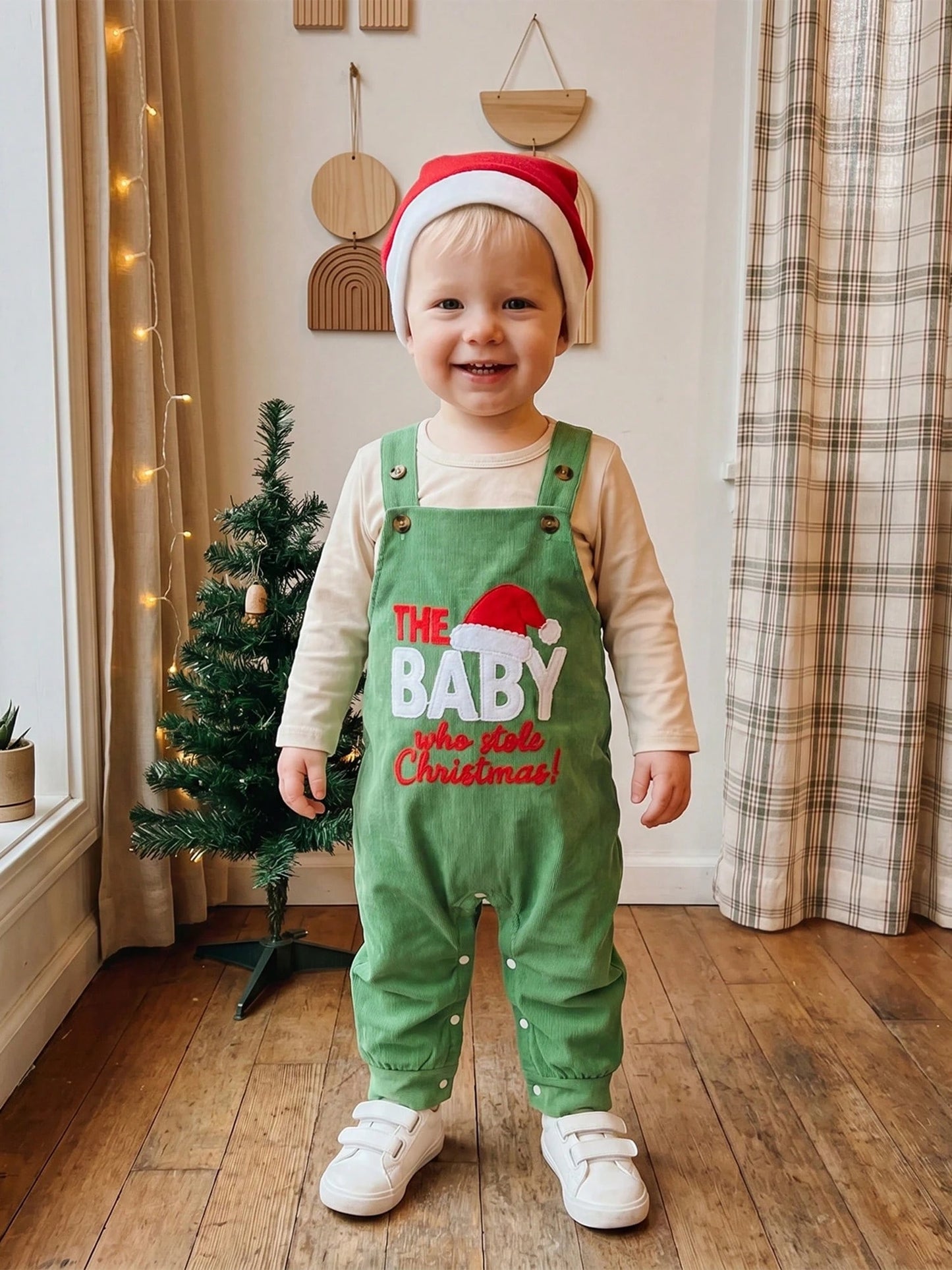 3Pcs Newborn Baby Boy Overalls Set Long Sleeve Romper Tops + Suspender Pants + Hat 3M 6M 9M 12M 18M Infant Fall Christmas Clothes