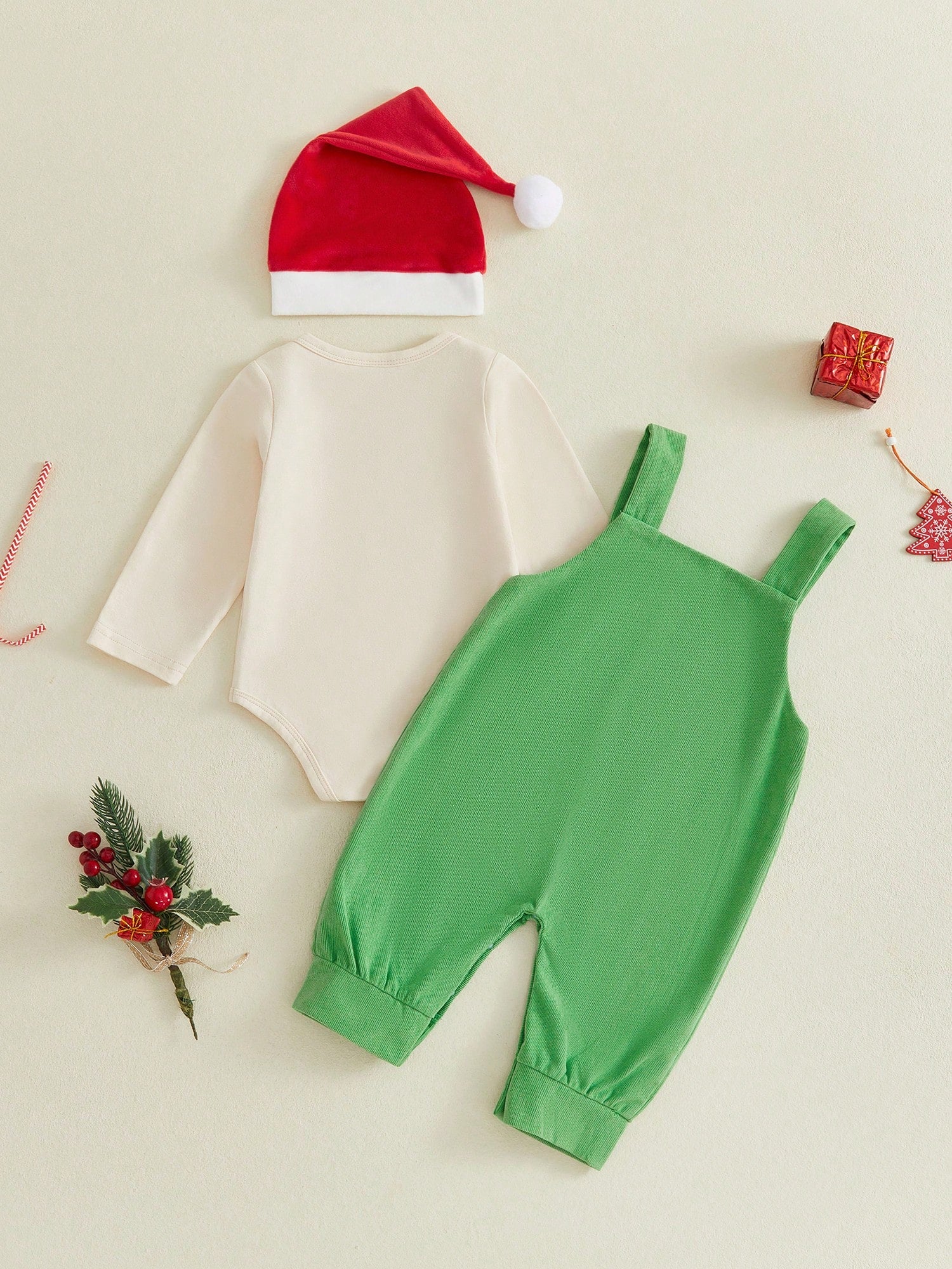3Pcs Newborn Baby Boy Overalls Set Long Sleeve Romper Tops + Suspender Pants + Hat 3M 6M 9M 12M 18M Infant Fall Christmas Clothes