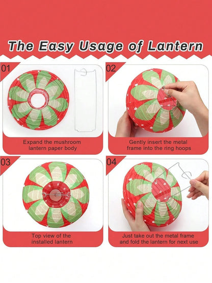 3pcs Strawberry Lantern Decoration Children's Birthday Party Supplies Strawberry Fruit Theme Hanging Paper Decorations