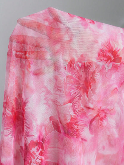 3pcs Women Floral Print Elegant Sexy Backless Tie Knot 3D Flower Skirt Bikini Set, Suitable For Beach & Resort Wear, Spring/Summer Vacation Pink