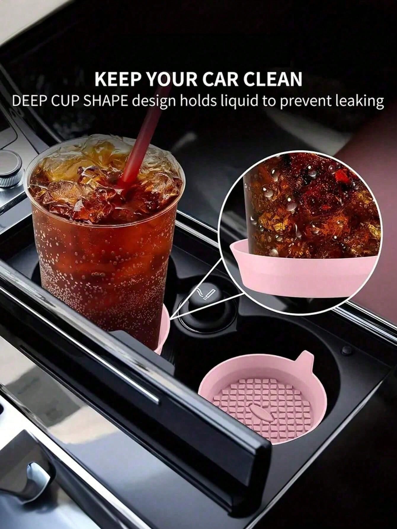 4/1 Set Bling Car Cup Holder Inserts, Universal Anti-Slip Car Cup Mat With Silicone Rhinestone Coasters, 8cm/3.1in Soft Crystal Rhinestone Rubber Pad Car Beverage Cup Holder Accessories