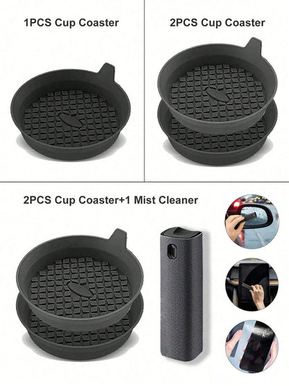 4/1 Set Bling Car Cup Holder Inserts, Universal Anti-Slip Car Cup Mat With Silicone Rhinestone Coasters, 8cm/3.1in Soft Crystal Rhinestone Rubber Pad Car Beverage Cup Holder Accessories