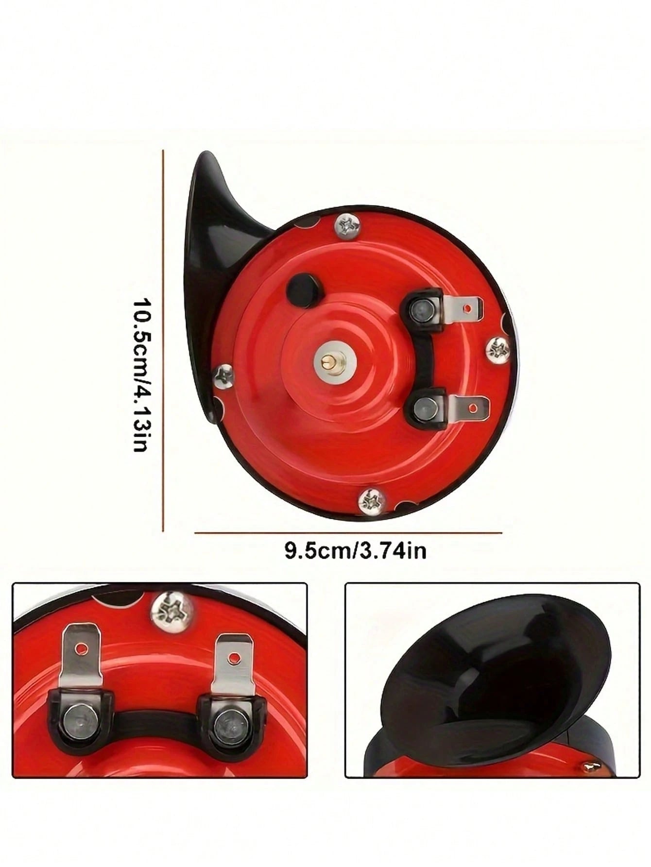4.13 Inch 12V Super Loud Train Horn- Durable ABS Plastic Housing, Modern Style Boat And Motorcycle Horn, With High Mounting Bracket, Vehicle Clear Sound Signal Accessory
