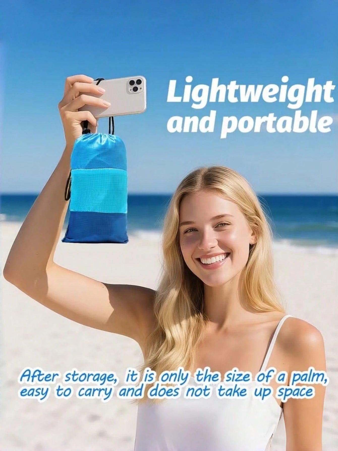 4-7 Person Outdoor Beach Blanket, Waterproof Beach Mat, Extra Large Size, Anti-Sand And Compact, Quick Drying, Essential Beach Accessory For Vacation, Cruise, Picnic And Camping, Comes With Fixing Peg