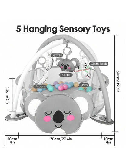 4-In-1 Baby Play Mat Baby Gym,Tummy Time Mat For Floor Activity Gym Ball Pit Including 30 Balls With 5 Infant Learning Sensory Baby Toys For Newborn