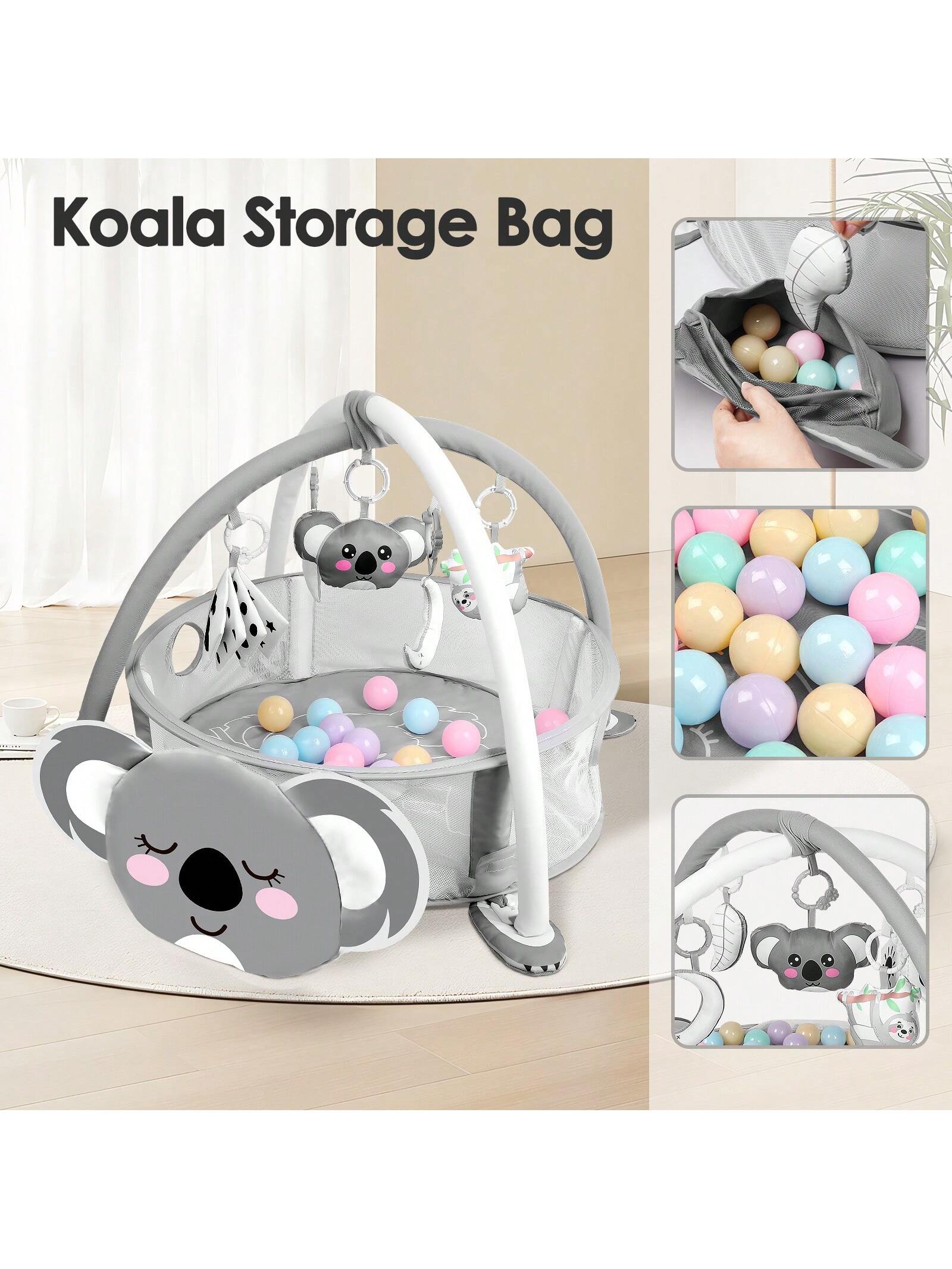 4-In-1 Baby Play Mat Baby Gym,Tummy Time Mat For Floor Activity Gym Ball Pit Including 30 Balls With 5 Infant Learning Sensory Baby Toys For Newborn