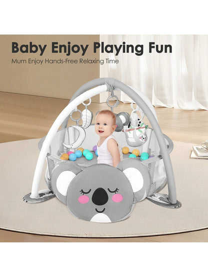 4-In-1 Baby Play Mat Baby Gym,Tummy Time Mat For Floor Activity Gym Ball Pit Including 30 Balls With 5 Infant Learning Sensory Baby Toys For Newborn