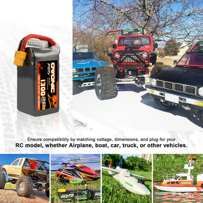 4× Ovonic 1300mAh 6S 22.2V 120C LiPo Battery Pack with XT60 Plug for 5-6 Inch FPV Racing Freestyle