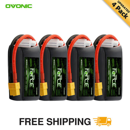 4-Pack Ovonic Force 4S 850mAh 130C 11.1V High C-Rate LiPo Battery w/XT30 Plug