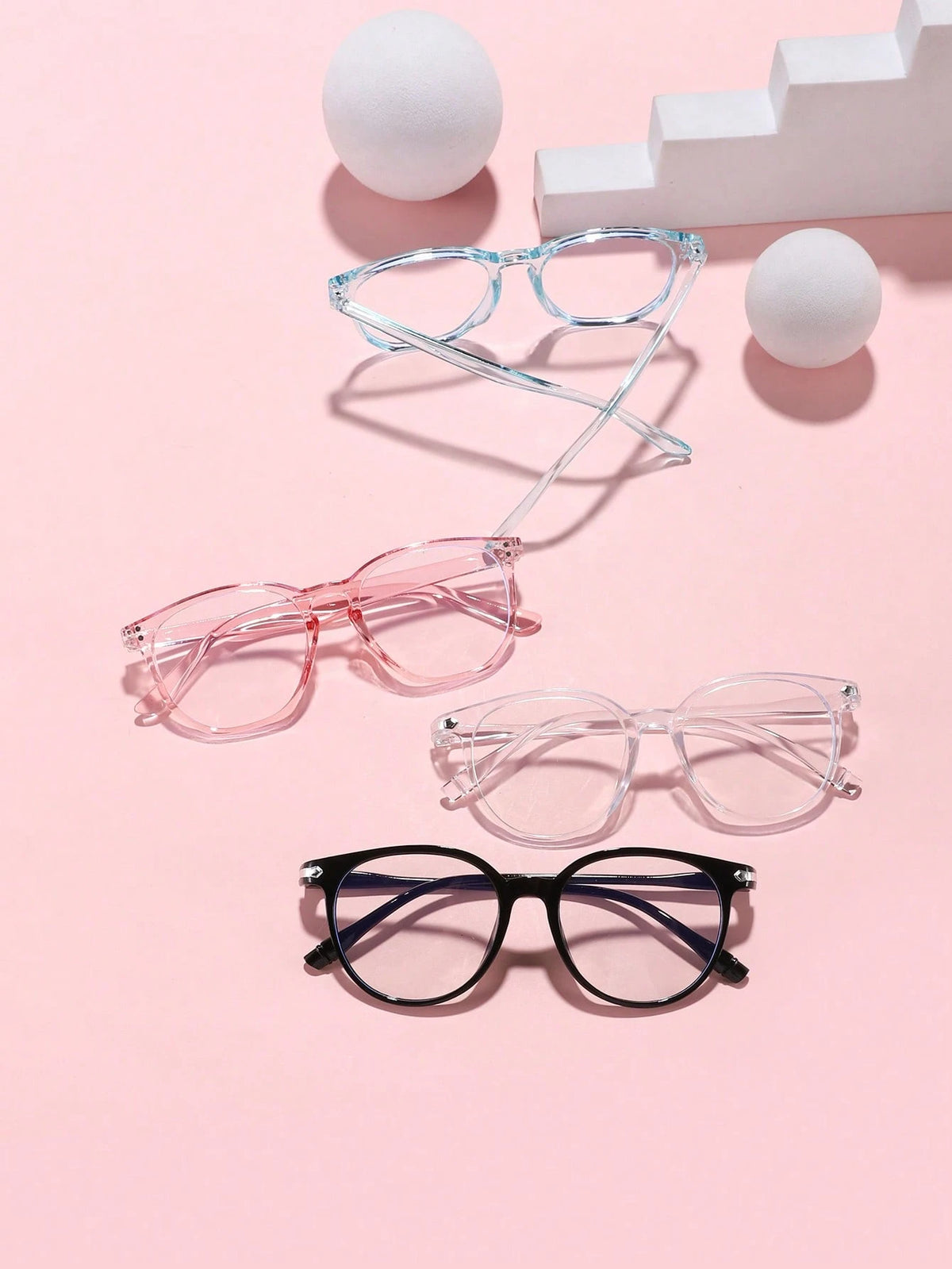 4 Pairs Acrylic Candy-Colored Round Fashion Blue Light Blocking Glasses For Teenagers Aged 14-16, Suitable For Daily Reading And Campus Wear