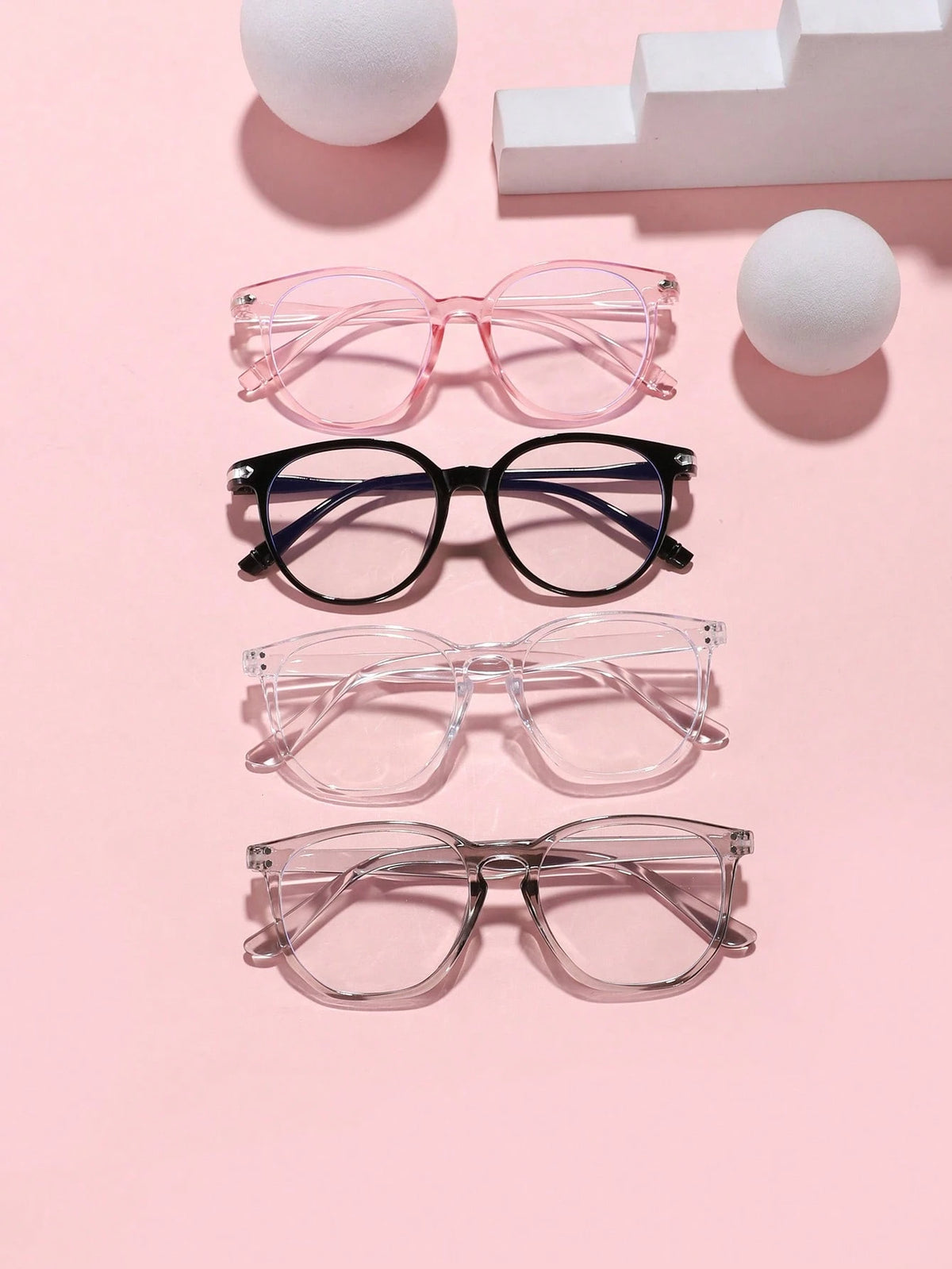 4 Pairs Acrylic Candy-Colored Round Fashion Blue Light Blocking Glasses For Teenagers Aged 14-16, Suitable For Daily Reading And Campus Wear