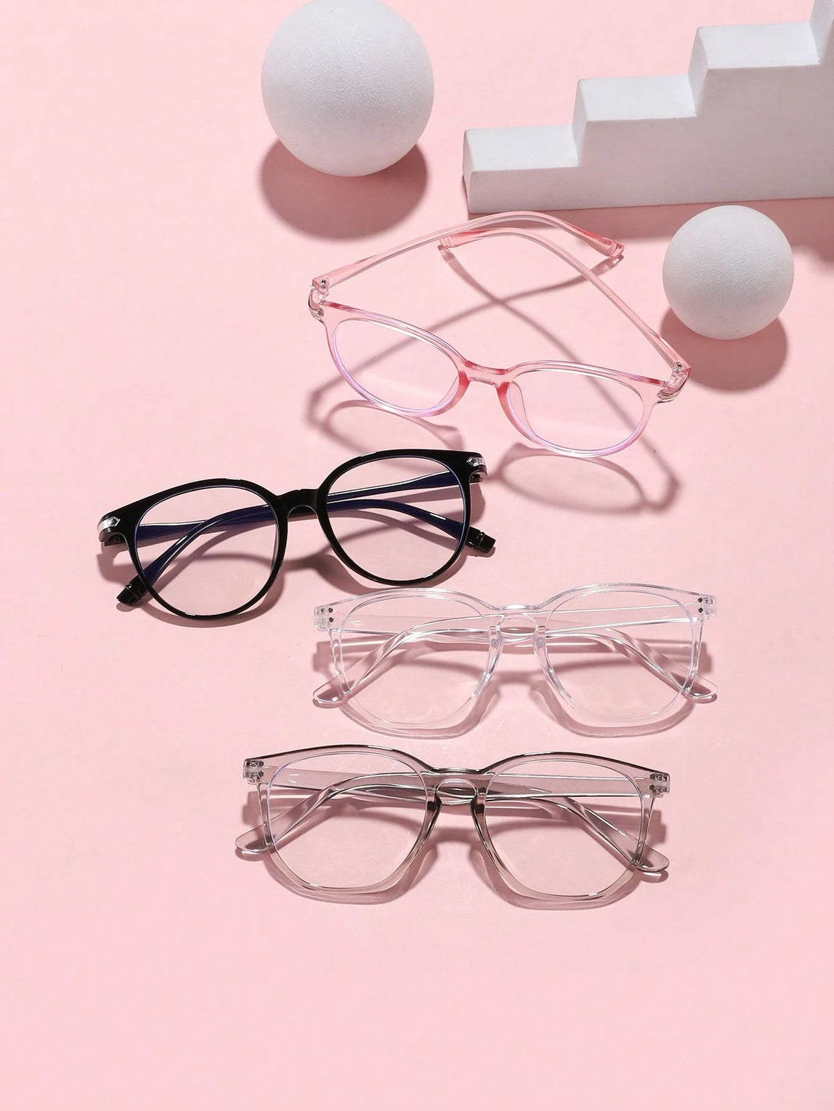 4 Pairs Acrylic Candy-Colored Round Fashion Blue Light Blocking Glasses For Teenagers Aged 14-16, Suitable For Daily Reading And Campus Wear