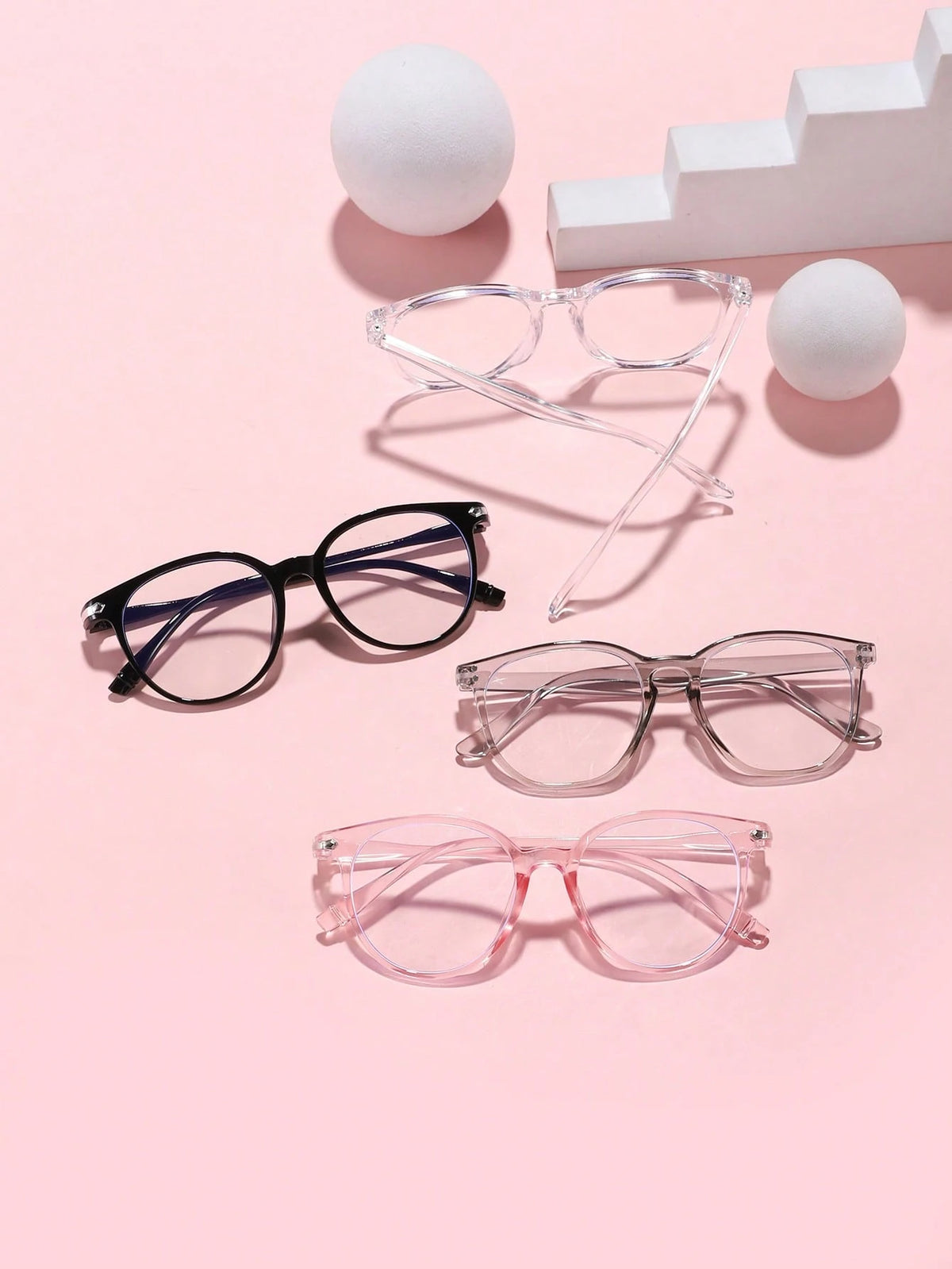 4 Pairs Acrylic Candy-Colored Round Fashion Blue Light Blocking Glasses For Teenagers Aged 14-16, Suitable For Daily Reading And Campus Wear